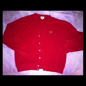 Vintage Izod Lacoste red button down sweater, LG